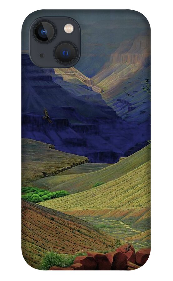 Kim Mcclinton iPhone 13 Case featuring the painting Spring Storm On Bright Angel Trail by Kim McClinton