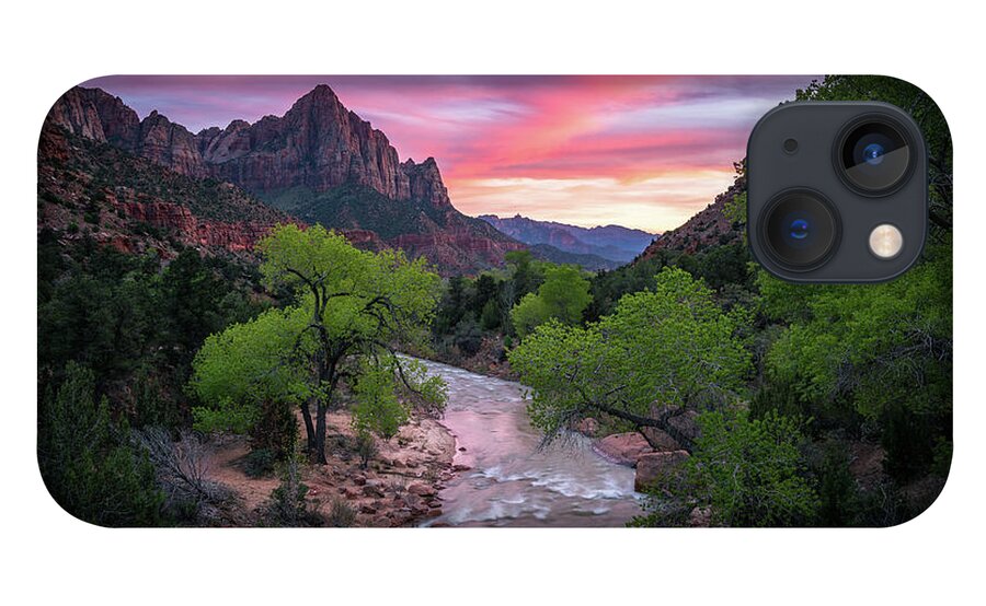 Zion National Park iPhone 13 Case featuring the photograph Springtime Sunset at Zion National Park by James Udall