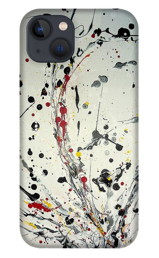 Abstract iPhone 13 Case featuring the painting Spurt by Valerie Shaffer
