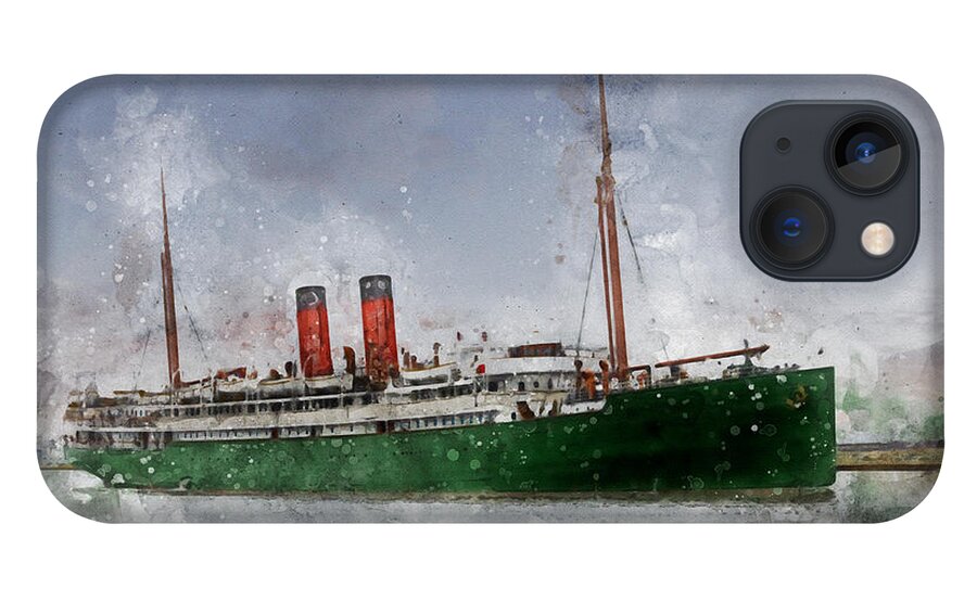 Steamer iPhone 13 Case featuring the digital art S.S. Maheno by Geir Rosset