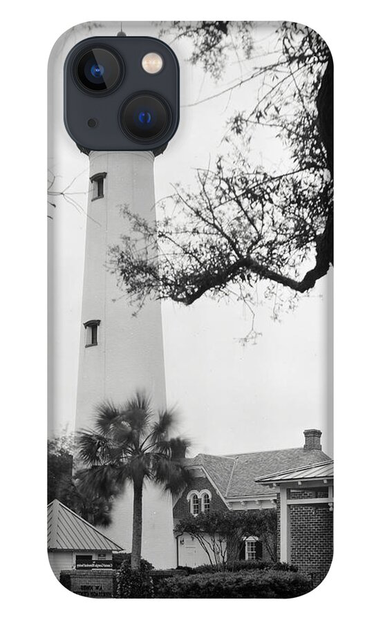 Lighthouse iPhone 13 Case featuring the photograph St. Simons Island Lighthouse on a windy day by John Simmons