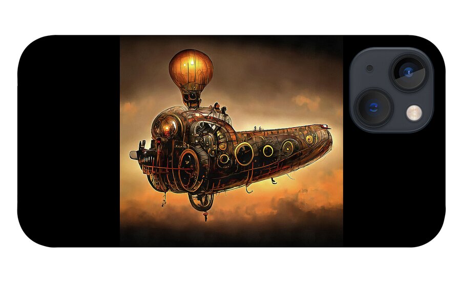 Zeppelin iPhone 13 Case featuring the digital art Steampunk Zeppelin 01 by Matthias Hauser