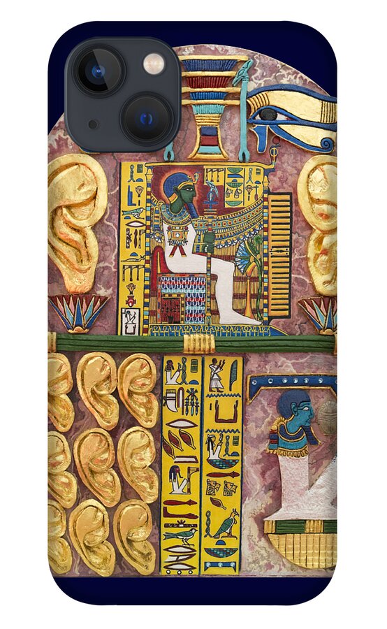 Stela iPhone 13 Case featuring the mixed media Stela of Ptah Who Hears Prayers by Ptahmassu Nofra-Uaa