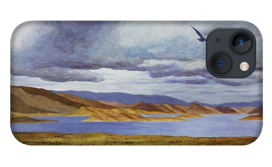 Kim Mcclinton iPhone 13 Case featuring the painting Storm at Lake Powell- left panel of three by Kim McClinton