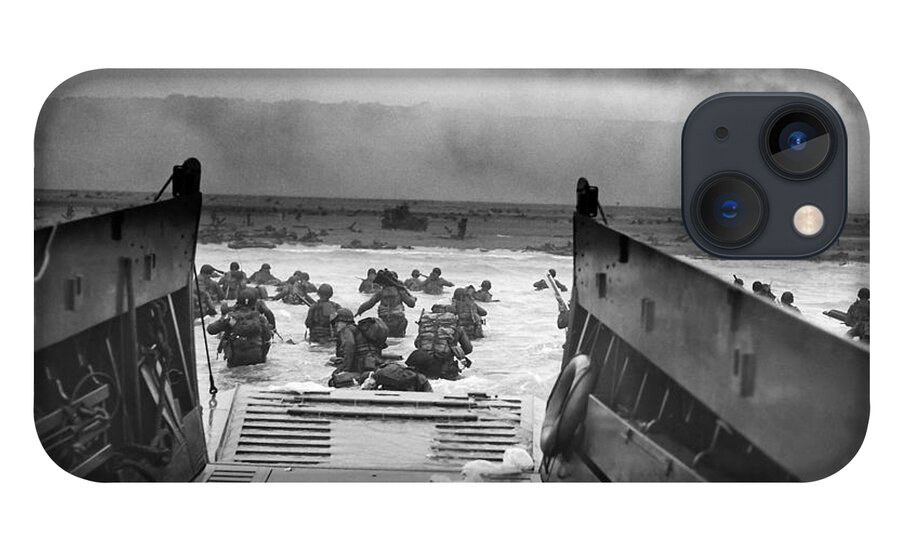 D Day iPhone 13 Case featuring the painting Storming The Beach On D-Day by War Is Hell Store