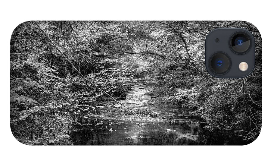 Stream iPhone 13 Case featuring the photograph Stream in the Smoky Mountains Autumn Black and White by Debra and Dave Vanderlaan