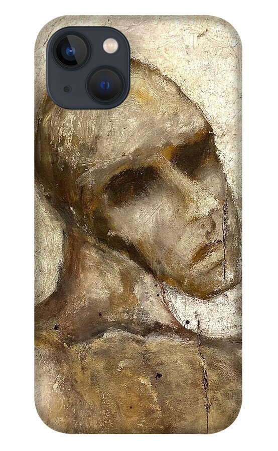 Deliberately Cut Canvas Of Grotesque Reassembled Figure. iPhone 13 Case featuring the painting Suffering by David Euler