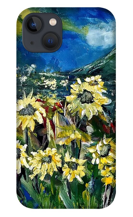 Sunflowers iPhone 13 Case featuring the painting Sunflower Daydream by Eileen Kelly