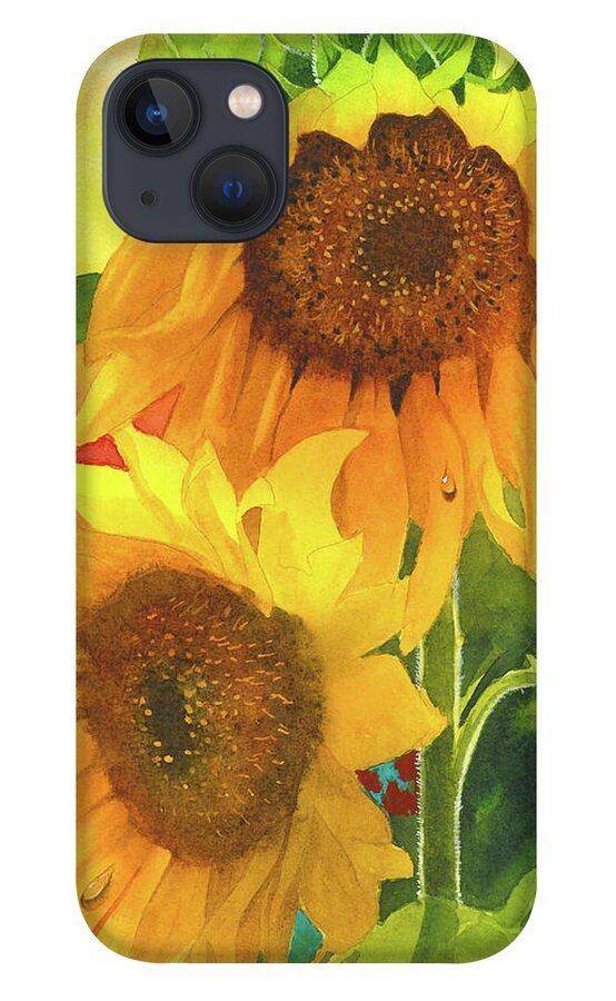 Sunflowers iPhone 13 Case featuring the painting Sunflowers for Ukraine by Espero Art