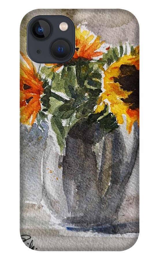 Still Life iPhone 13 Case featuring the painting Sunflowers by Sheila Romard