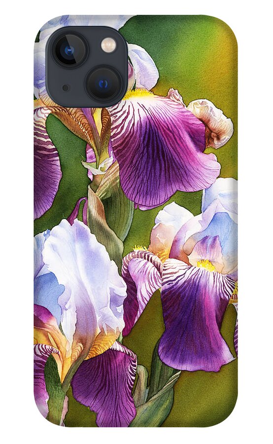 Iris iPhone 13 Case featuring the painting Sunny Irises by Espero Art