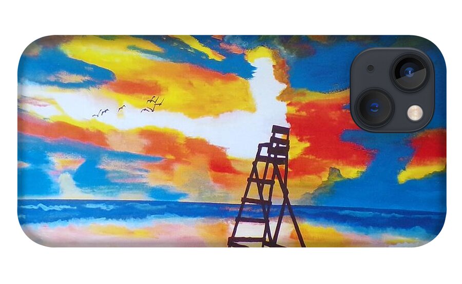 Seascape iPhone 13 Case featuring the painting Sunrise Before the Storm by Kathie Camara