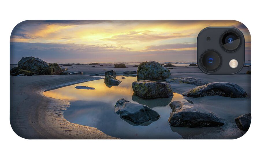 Wells Beach iPhone 13 Case featuring the photograph Sunrise Reflections at Wells Beach by Kristen Wilkinson