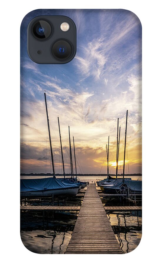 Sailboat iPhone 13 Case featuring the photograph Sunset at the Pier by Nate Brack