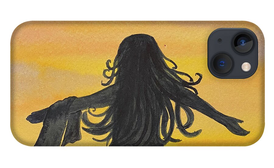 Sunset iPhone 13 Case featuring the painting Sunset Girl by Lisa Neuman