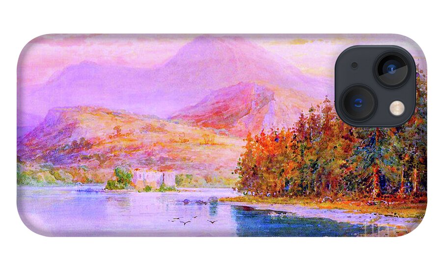 Landscape iPhone 13 Case featuring the painting Sunset Loch Scotland by Jane Small