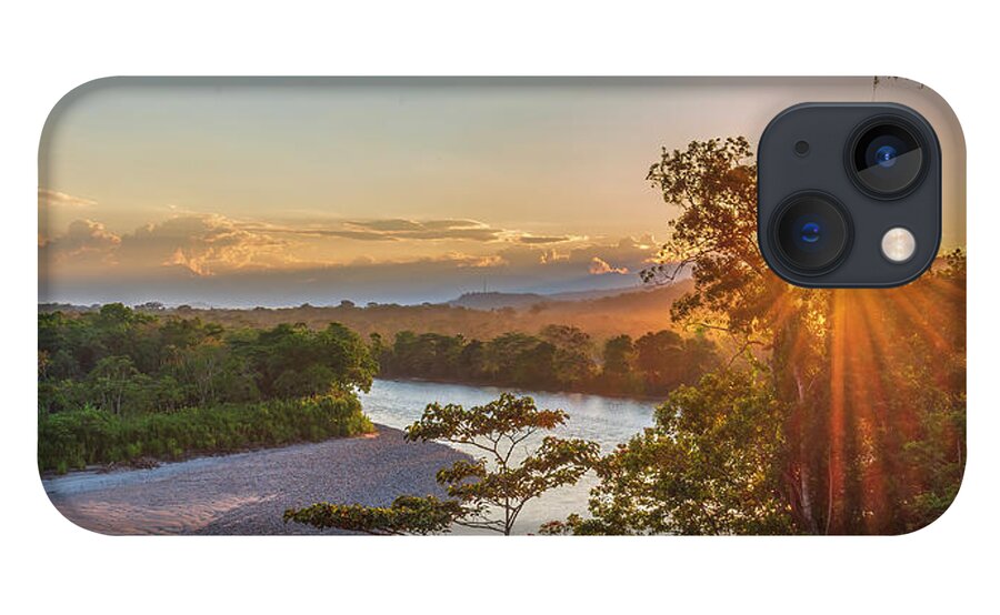 Ahuano iPhone 13 Case featuring the photograph Sunset Napo river by Henri Leduc
