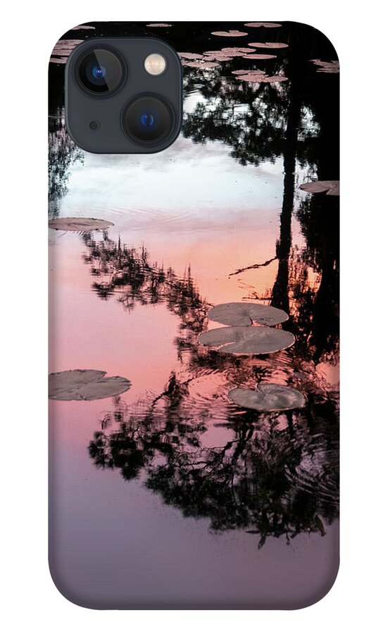 Reflection iPhone 13 Case featuring the photograph Sunset on a Florida pond by Karen Rispin