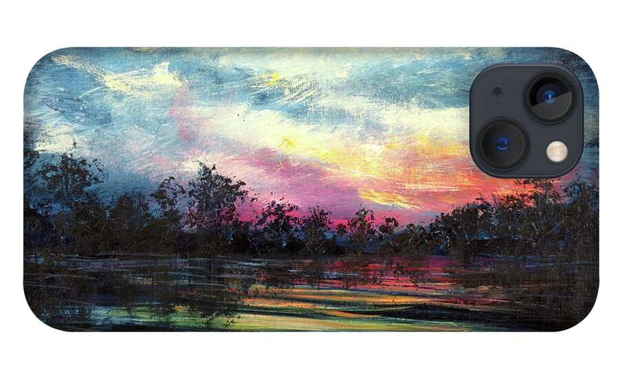 Sunset iPhone 13 Case featuring the painting Sunset Reflection by Zan Savage