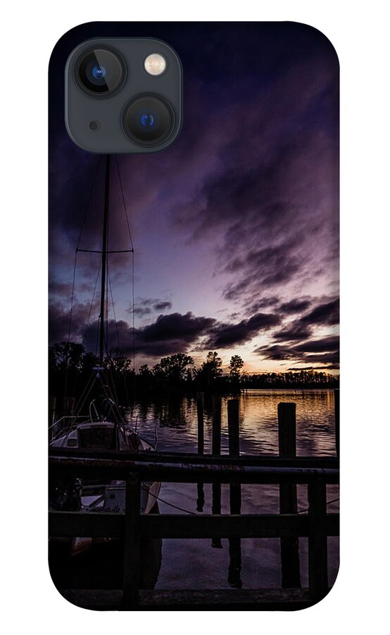 Sunset iPhone 13 Case featuring the photograph Sunset With Boat by Ada Weyland