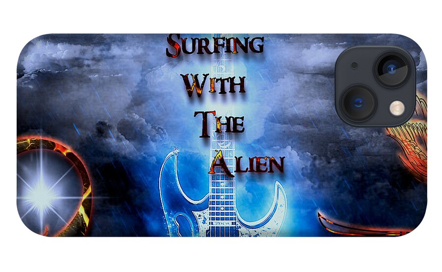 Surfing With The Alien iPhone 13 Case featuring the digital art Surfing With The Alien by Michael Damiani
