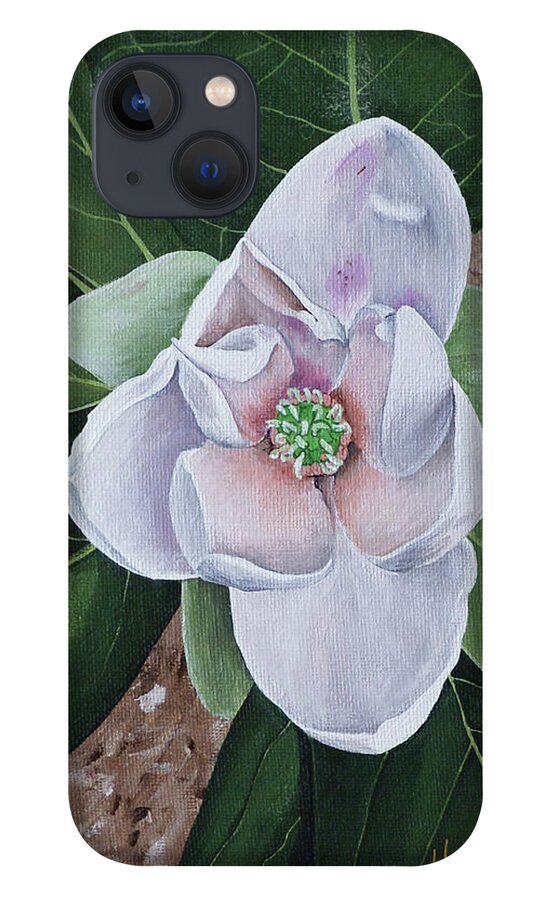 Sweetbay Magnolia iPhone 13 Case featuring the painting Sweetbay Magnolia by Heather E Harman