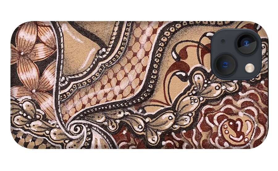 Flower iPhone 13 Case featuring the drawing Swirl by Brenna Woods