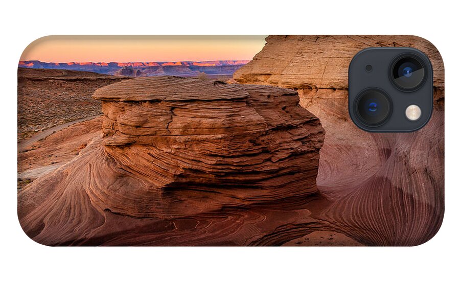 Sandstone iPhone 13 Case featuring the photograph Swirly Rock Sunset by Bradley Morris
