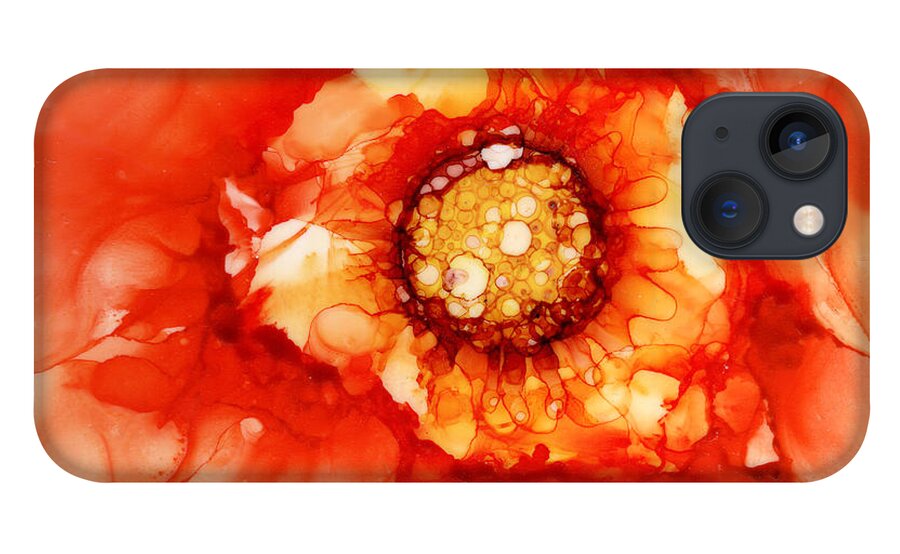 Tangerine Wild Rose iPhone 13 Case featuring the painting Tangerine Wild Rose by Daniela Easter