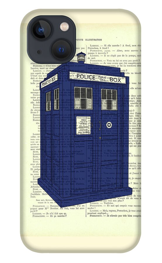 Tardis iPhone 13 Case featuring the digital art Tardis, blue police box by Madame Memento