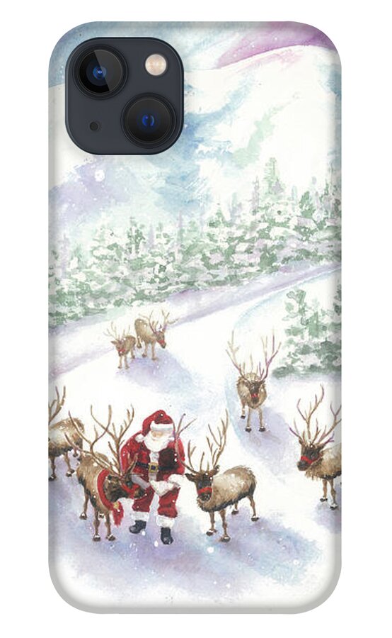 Reindeer iPhone 13 Case featuring the painting Team Meeting by Lori Taylor