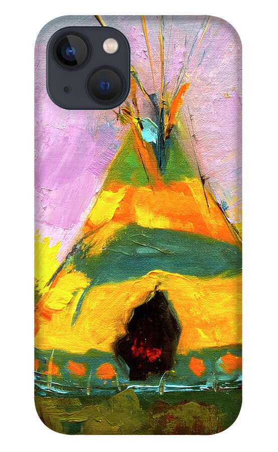 Western Art iPhone 13 Case featuring the painting Tequila Tepee by Diane Whitehead