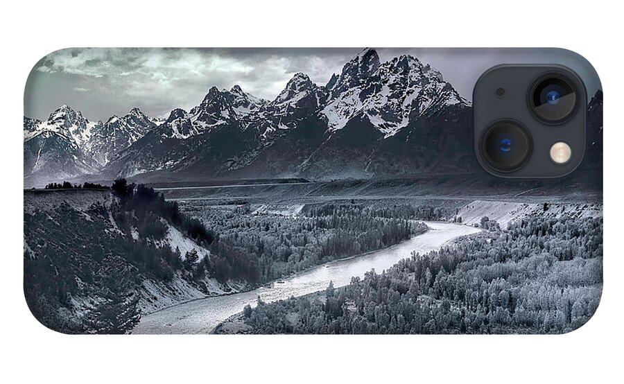 Tetons And The Snake River iPhone 13 Case featuring the digital art Tetons And The Snake River by Ansel Adams
