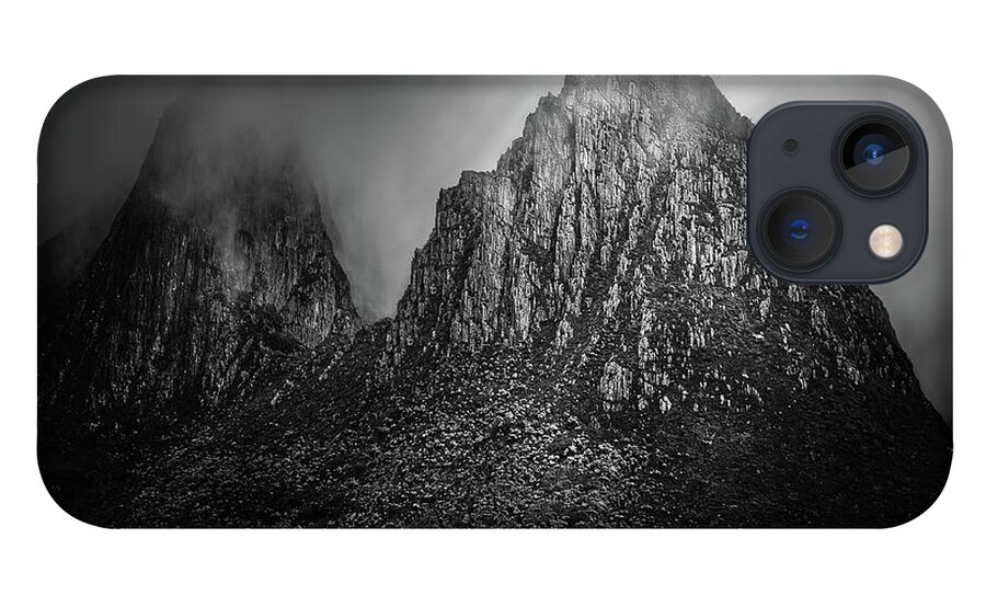 Monochrome iPhone 13 Case featuring the photograph Mountain by Grant Galbraith