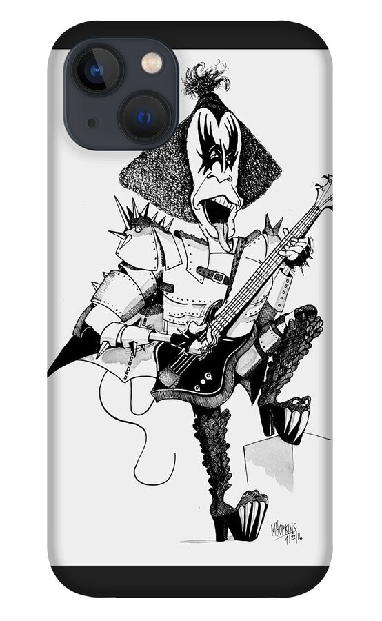 Kiss iPhone 13 Case featuring the drawing The Demon by Michael Hopkins