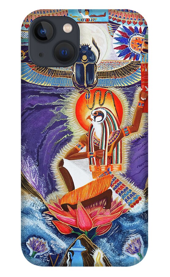 Ra iPhone 13 Case featuring the mixed media The Father Ra by Ptahmassu Nofra-Uaa