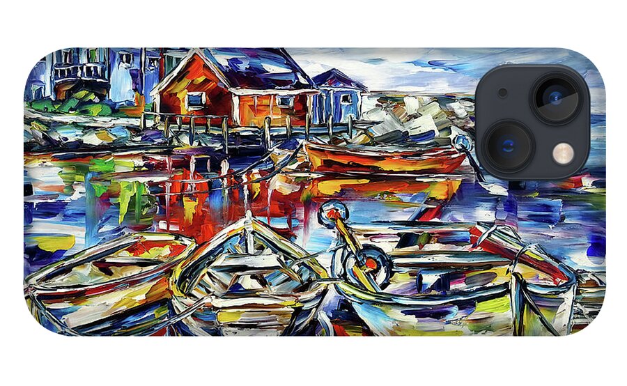 Nova Scotia iPhone 13 Case featuring the painting The Fishing Boats Of Peggy's Cove by Mirek Kuzniar