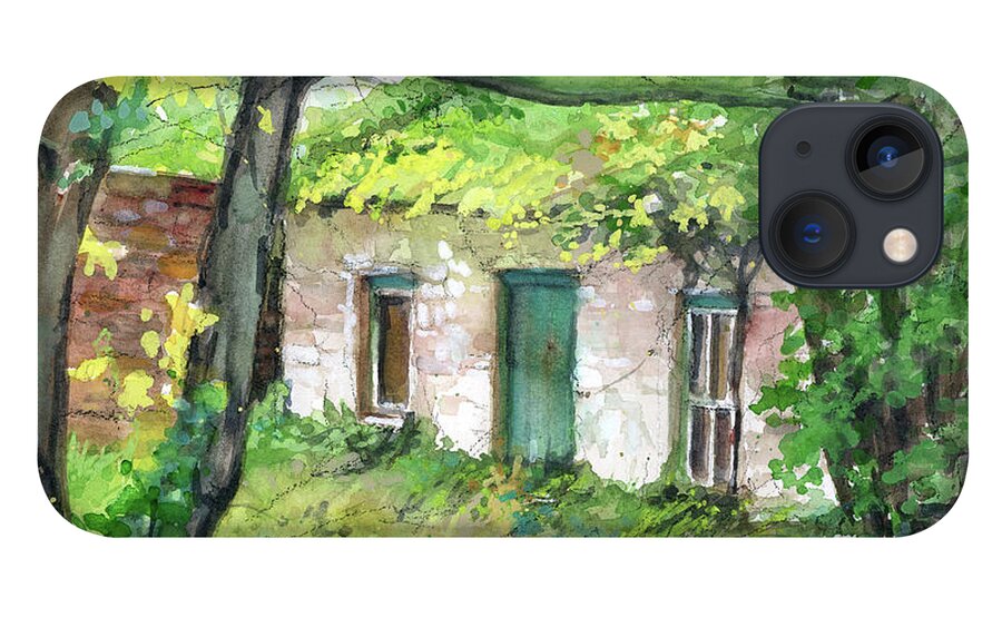 Irish Cottage iPhone 13 Case featuring the painting The Forge aka The Lonergan Homestead by Rebecca Matthews
