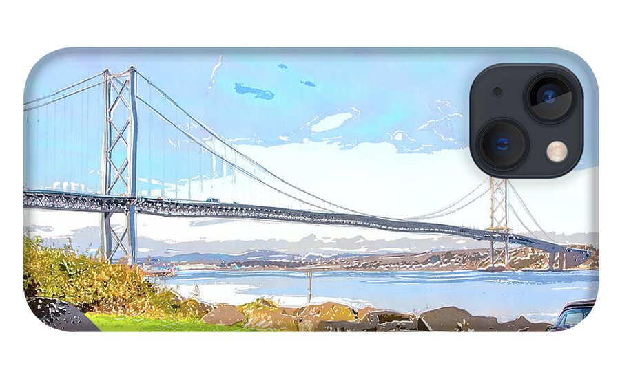 The Forth Suspension Bridge iPhone 13 Case featuring the digital art The Forth Suspension Bridge by SnapHappy Photos