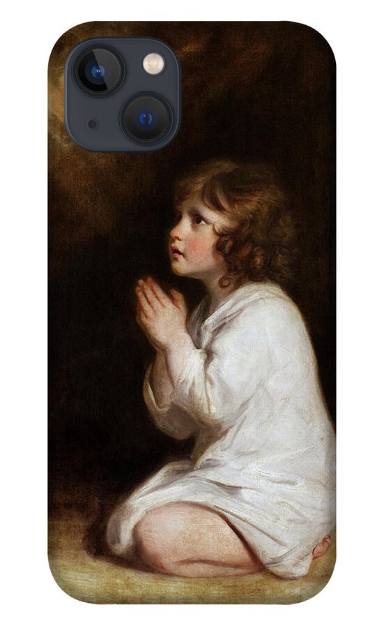 The Infant Samuel iPhone 13 Case featuring the painting The Infant Samuel by Joshua Reynolds by Rolando Burbon