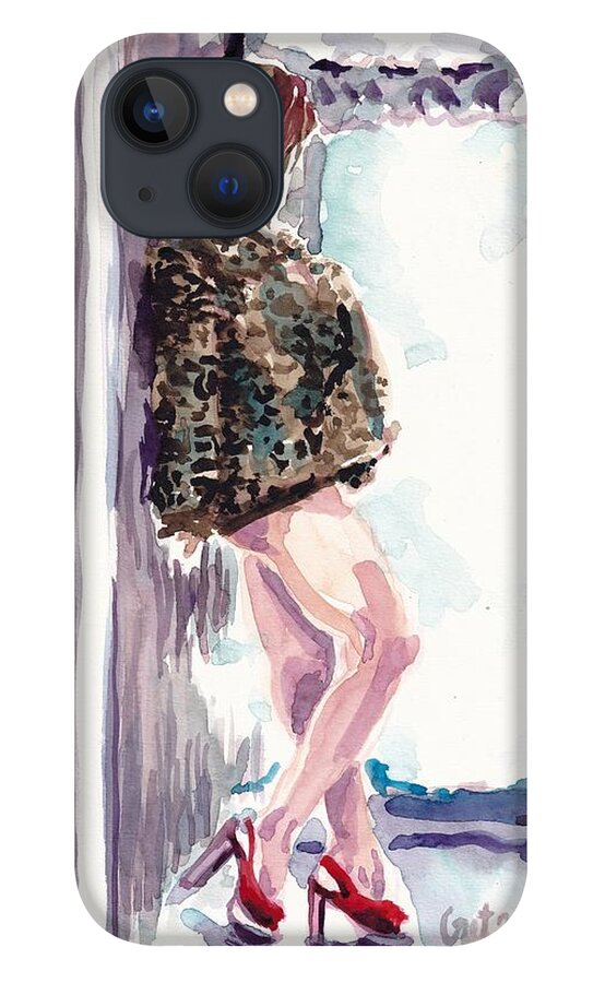 Woman iPhone 13 Case featuring the painting The Long Wait by George Cret