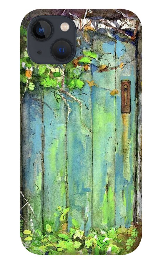 Garden Gate iPhone 13 Case featuring the painting The Old Garden Gate by Rebecca Matthews