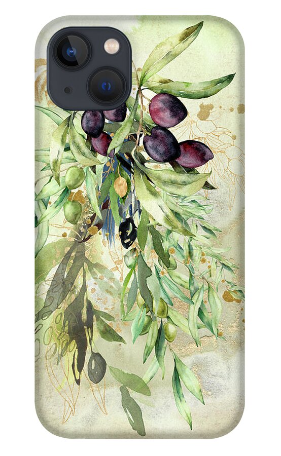 Olives iPhone 13 Case featuring the mixed media The Olive Tree of Life by Colleen Taylor