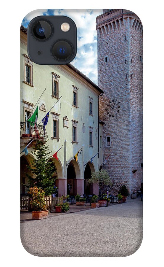 Trevi iPhone 13 Case featuring the photograph The Piazza Mazzini in Trevi by W Chris Fooshee