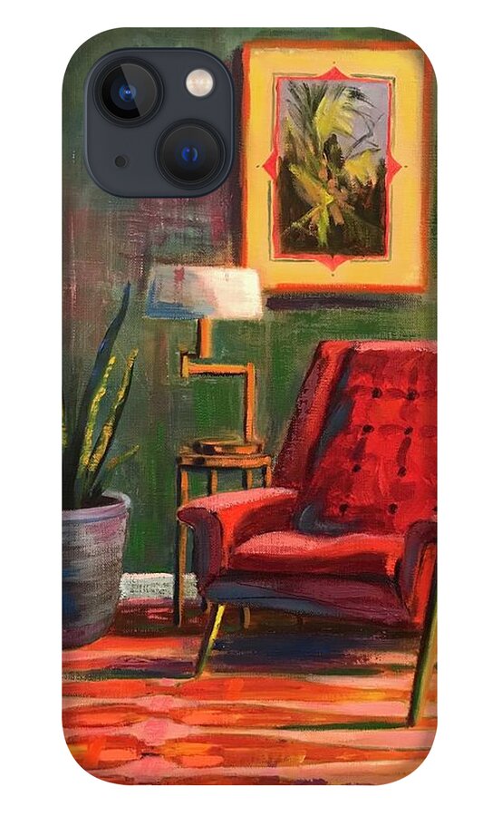 Mid-century Modern iPhone 13 Case featuring the painting The Red Chair by Sherrell Rodgers