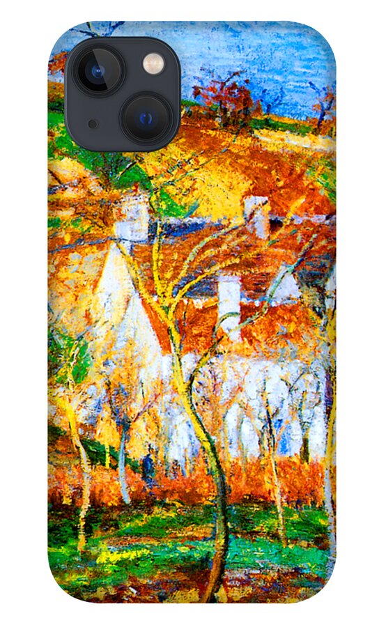 Camille iPhone 13 Case featuring the painting The Red Roofs, Corner of a Village Winter 1877 by Camille Pissarro