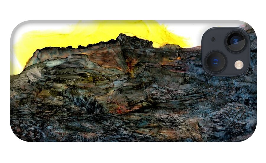 Sunrise iPhone 13 Case featuring the painting The ruins at Rattlesnake Ridge by Angela Marinari