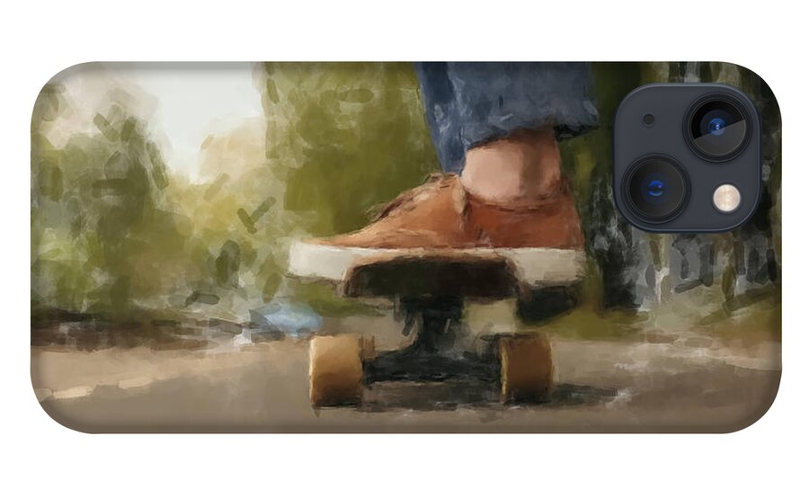 Skateboarder iPhone 13 Case featuring the painting The Skateboarder by Gary Arnold
