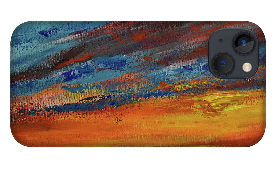 Acrylic Painting iPhone 13 Case featuring the painting The Sky Will be Like Magic Above Us-Detail 1 by Leonida Arte