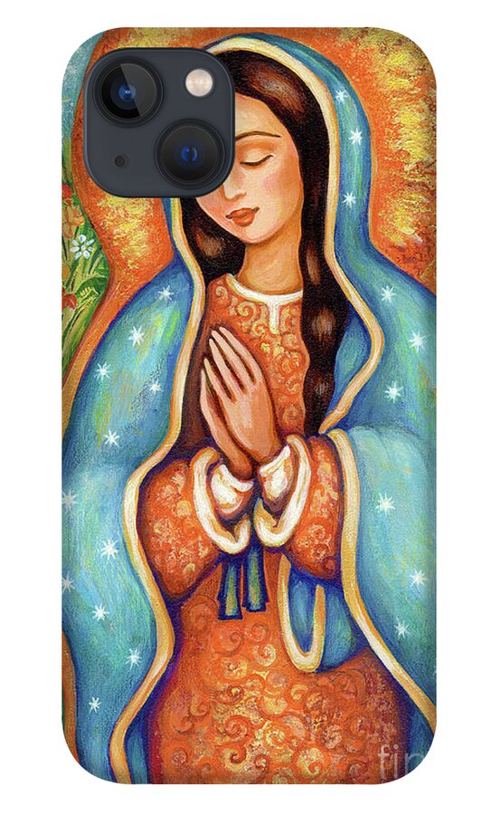 Christian Icon iPhone 13 Case featuring the painting The Virgin of Guadalupe by Eva Campbell